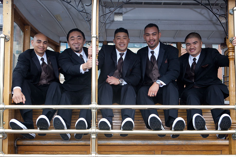 Groomsmen on the Cable Car